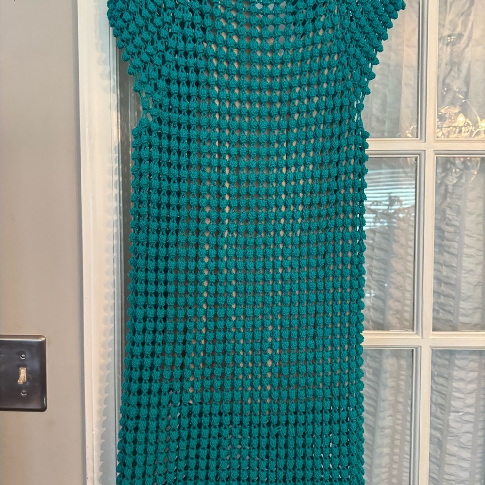 Helen Rodel Chic Teal Crochet Cover-Up